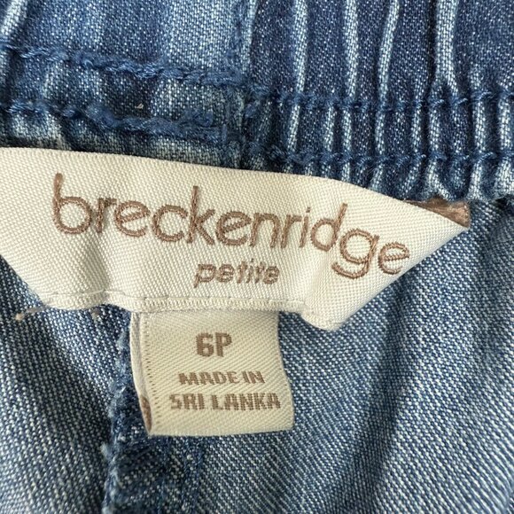 Breckenridge Petite Womens Size 6 Blue Denim Capri Pants Pullon Mid rise Stretch - Picture 3 of 8